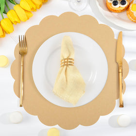 NatNarr scalloped-edge placemats add decorative farmhouse charm to events.