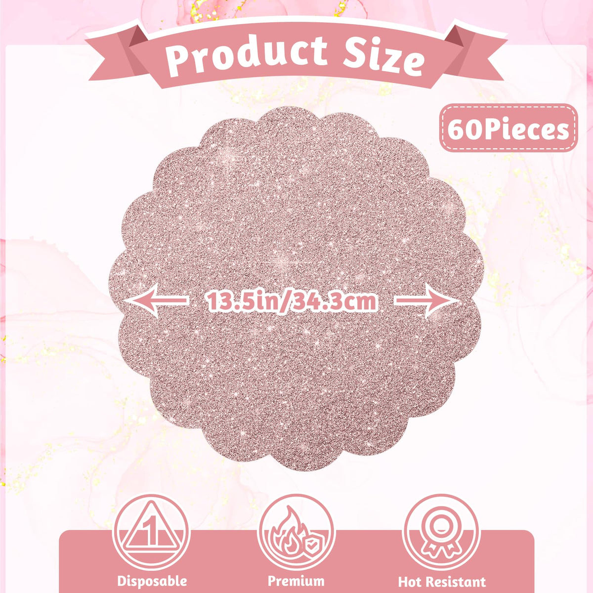 NatNarr rose gold glitter placemats 13-5 inch for elegant table decor