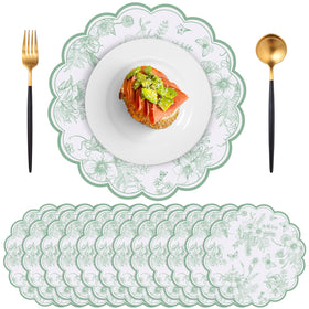 NatNarr sage-green floral placemat 13.5 inch – durable and spill-resistant
