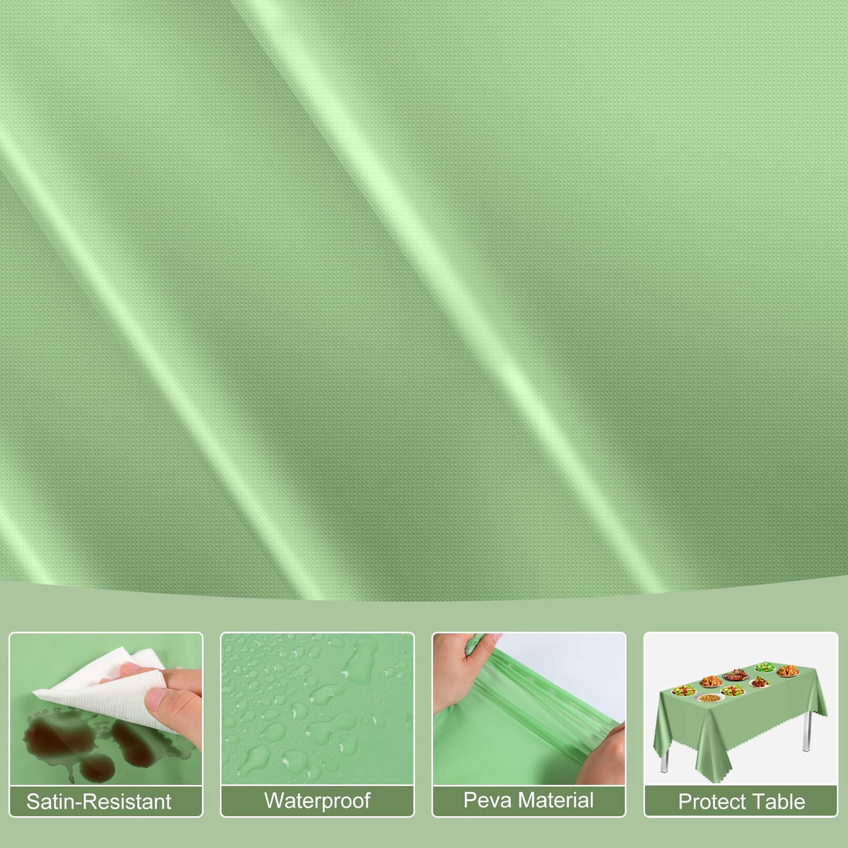 NatNarr sage green tablecloth easy cleanup after use