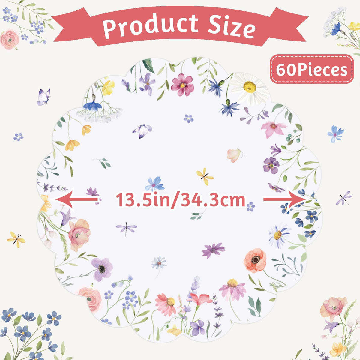 NatNarr wildflower pattern placemats with butterfly motif ideal for weddings