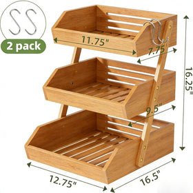 Natural bamboo design blends with kitchen decor while keeping produce visible.