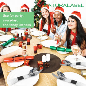 NATURALABEL napkin bands in a busy restaurant setting for organized service.