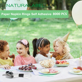 NATURALABEL packaging four boxes of napkin bands ready for high-volume events.