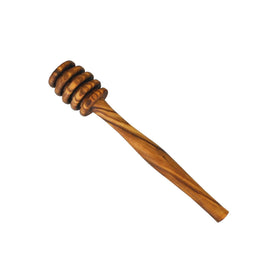 Naturally Med olive wood honey dipper with smooth grain for elegant serving.