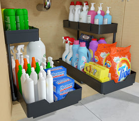 NATURE'S SOURCE under-sink organizer sliding drawer enhances space efficiency.