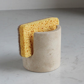 Natust travertine sponge holder for sink keeps counter dry and stylish.