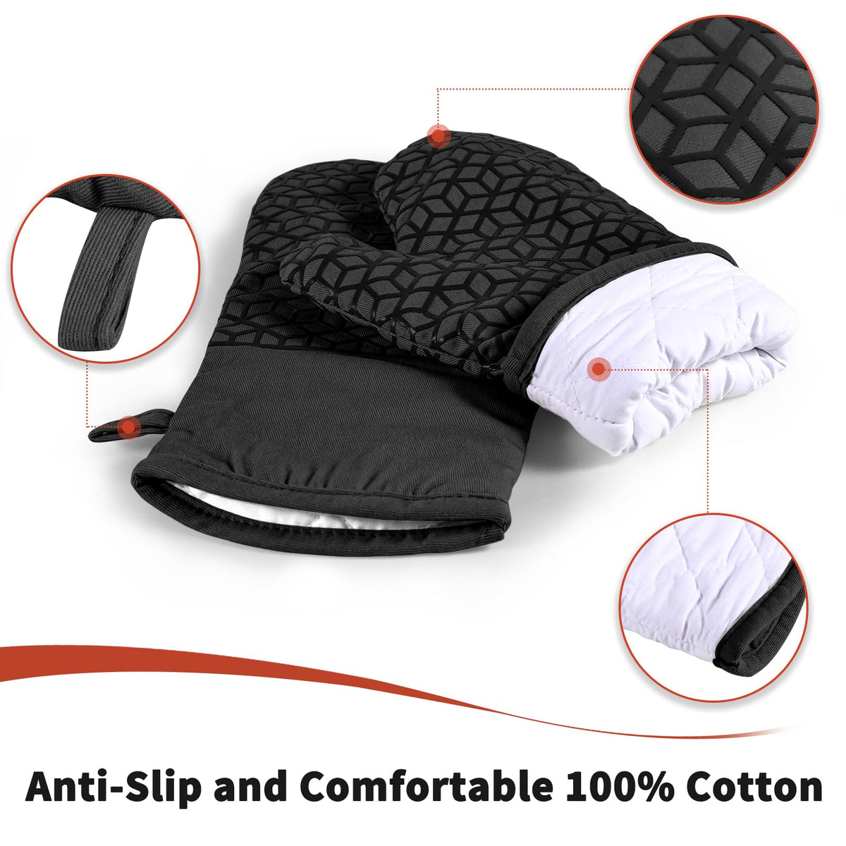 NAVITHOUS silicone grip oven mitt emphasizes comfortable wear during cooking