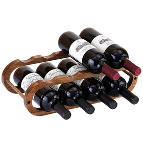 Navtcow wine rack in acacia wood keeps bottles neatly organized and accessible