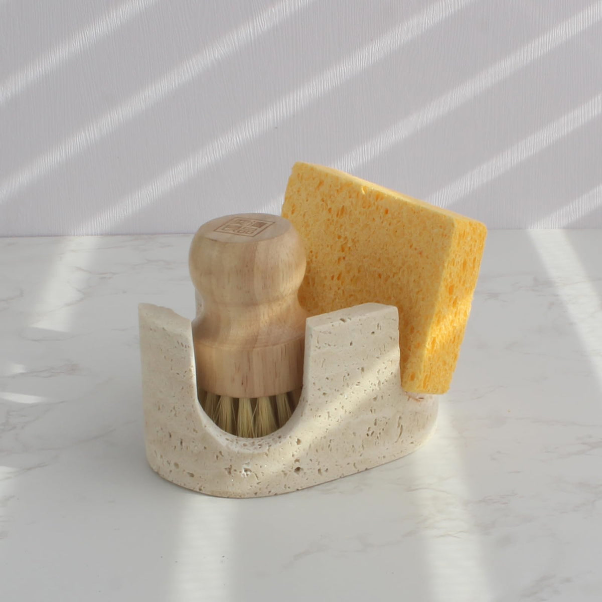 Nawgnail sponge caddy travertine beige keeps sponges tidy near the sink