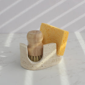 Nawgnail sponge caddy travertine beige keeps sponges tidy near the sink