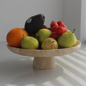 Nawgnail travertine fruit bowl top view for stylish kitchen organization.