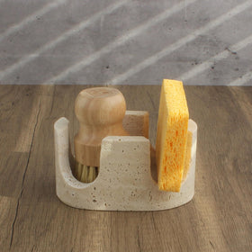 Nawgnail travertine sponge holder beige on the kitchen counter organizes sponges