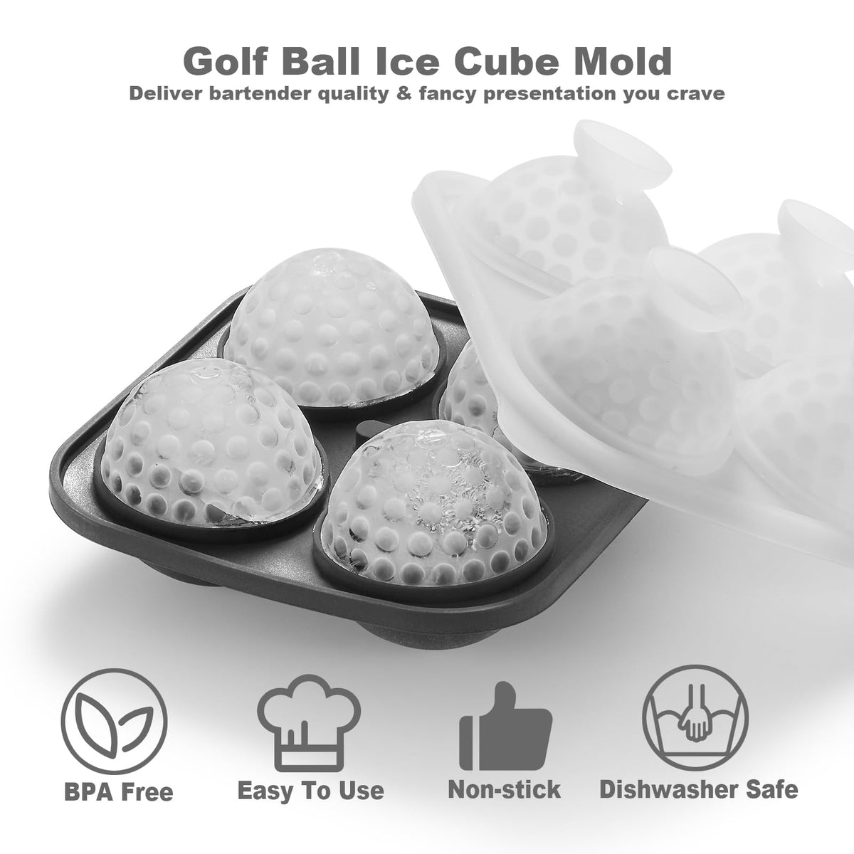 Nax Caki golf ice cubes cooling a whiskey cocktail with slow melt