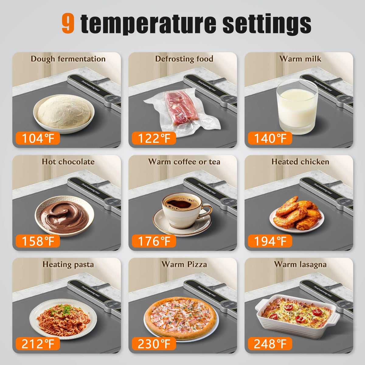 NAXBEY warming mat silicone surface close-up shows durable, easy-to-clean material.
