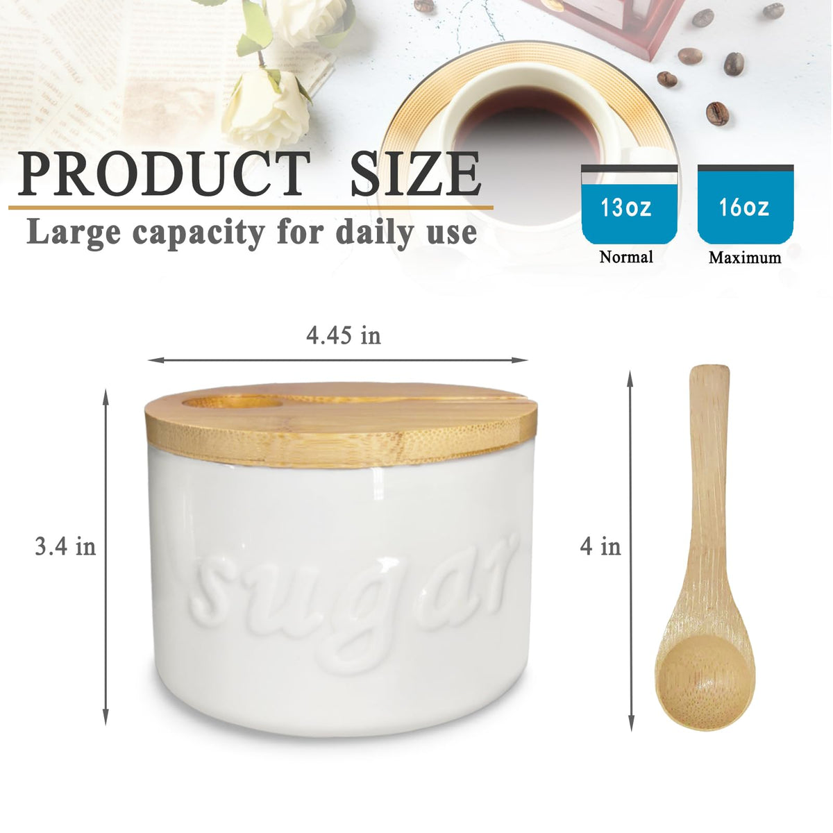 NAXIHOPT airtight ceramic sugar container preserves dryness for daily use.