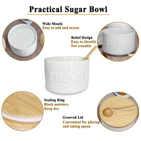 NAXIHOPT farmhouse white sugar jar blends with kitchen decor.
