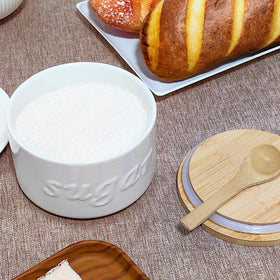 NAXIHOPT stackable design sugar jar saves counter space.