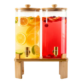 NBNSTHV glass drink dispenser on a wooden stand for stylish party service