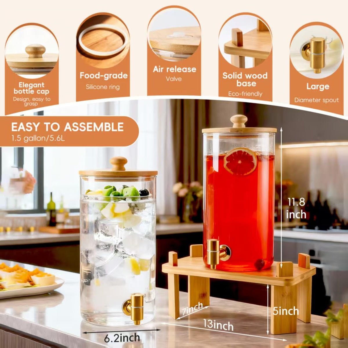 NBNSTHV transparent glass body highlights drinks and portion visibility