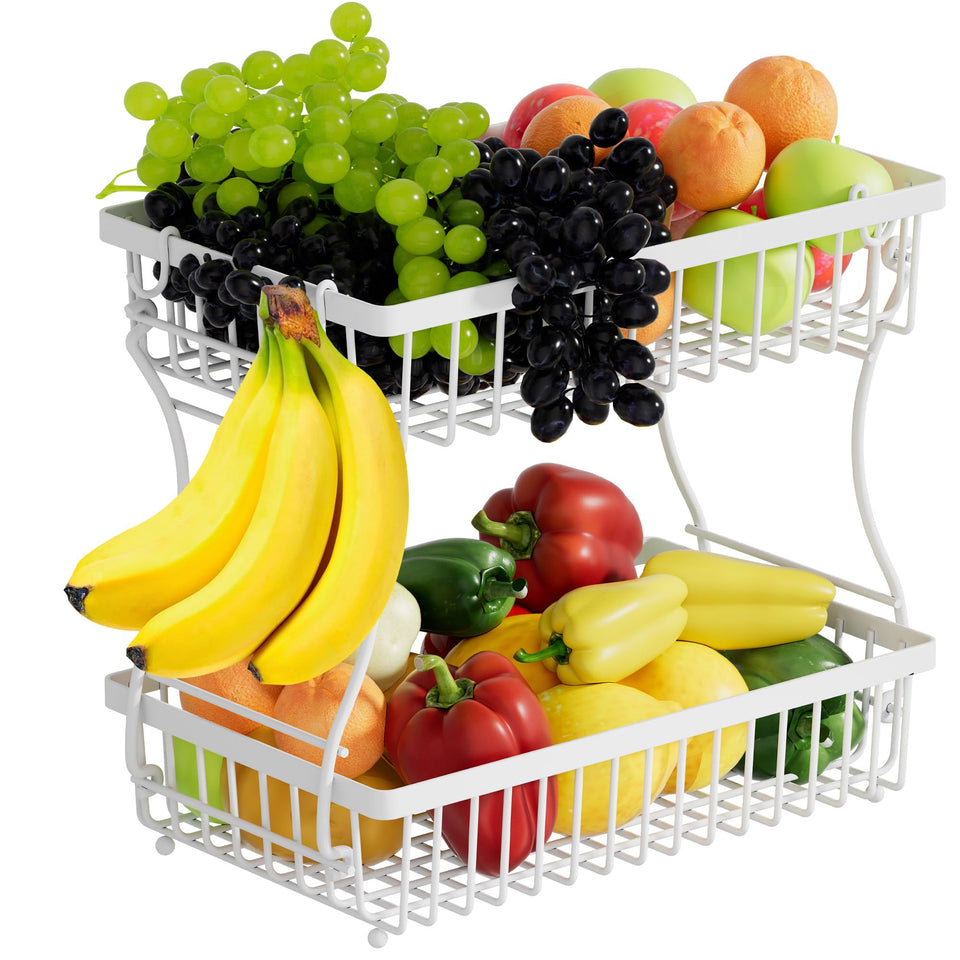 Nbwxcwbs 2-tier fruit basket on countertop for organized fruit storage