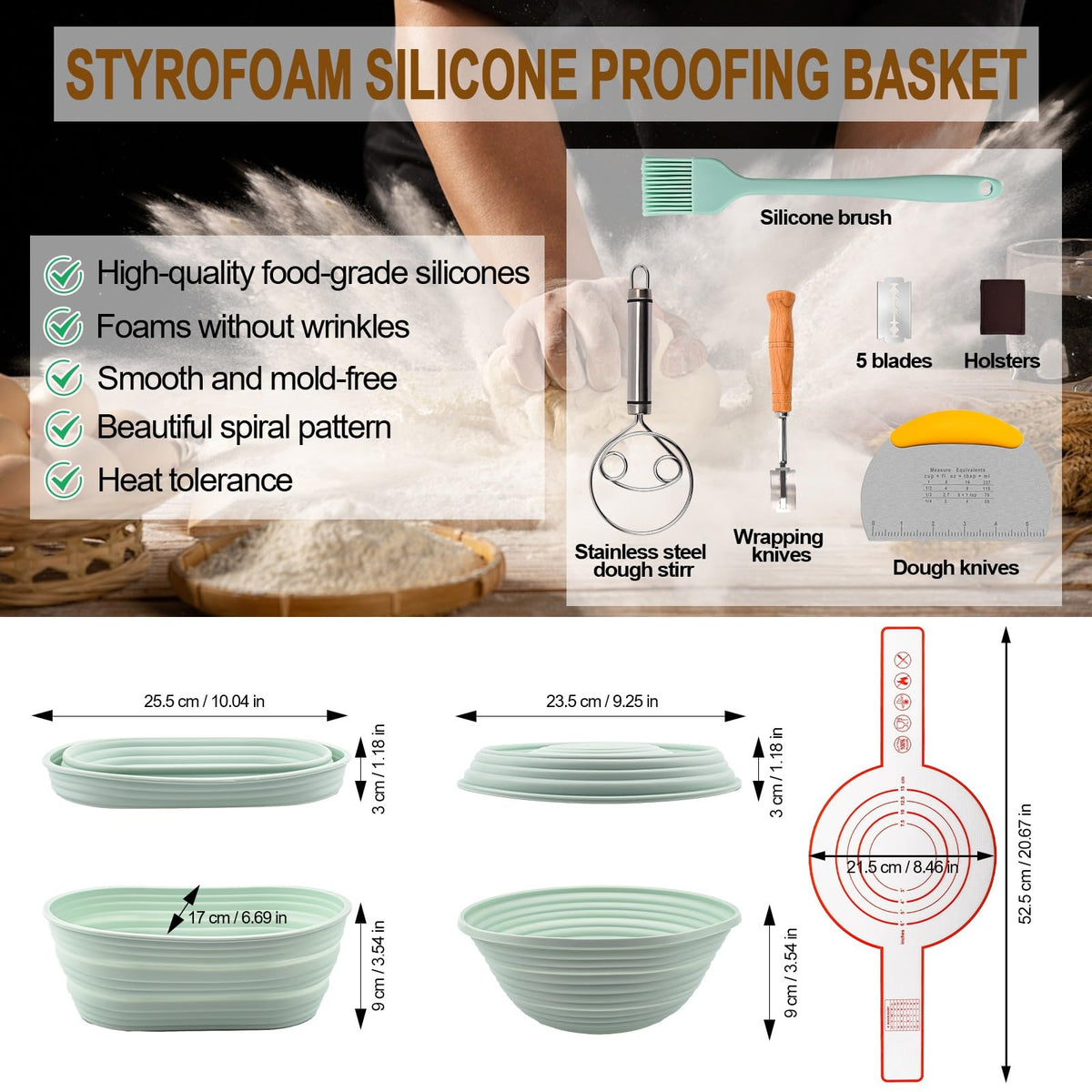 NCRexpanse silicone banneton round basket for nonstick proofing and clean loaves