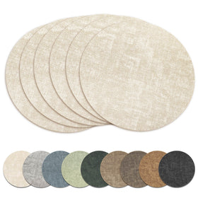 NCUE 13-inch round beige placemats, six-pack, protect tables from heat and spills.