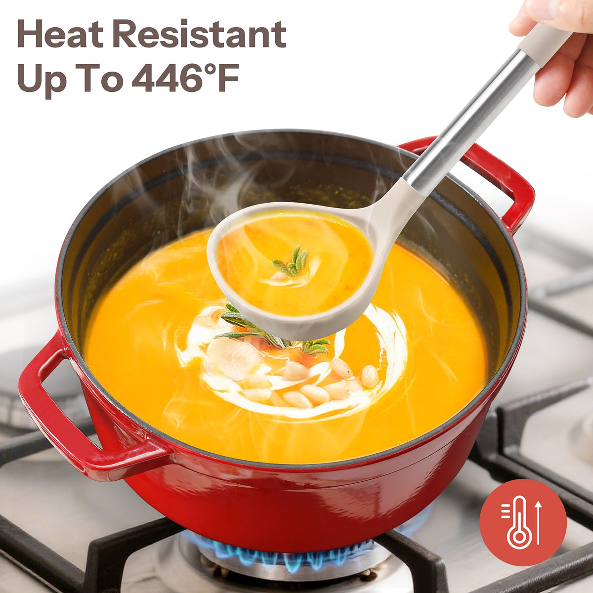 NCUE deep soup ladle for serving hot soups with comfort
