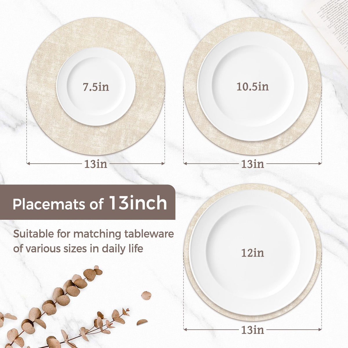 NCUE faux leather reversible placemats provide double-sided styling for versatile table settings.