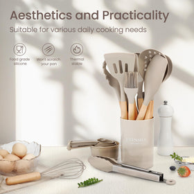 NCUE heat-resistant silicone spatula designed to withstand high heat and protect pans.