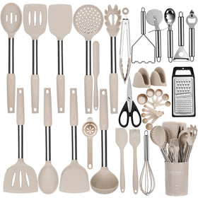 NCUE 35-piece silicone utensils set shown for versatile cooking and easy stirring.