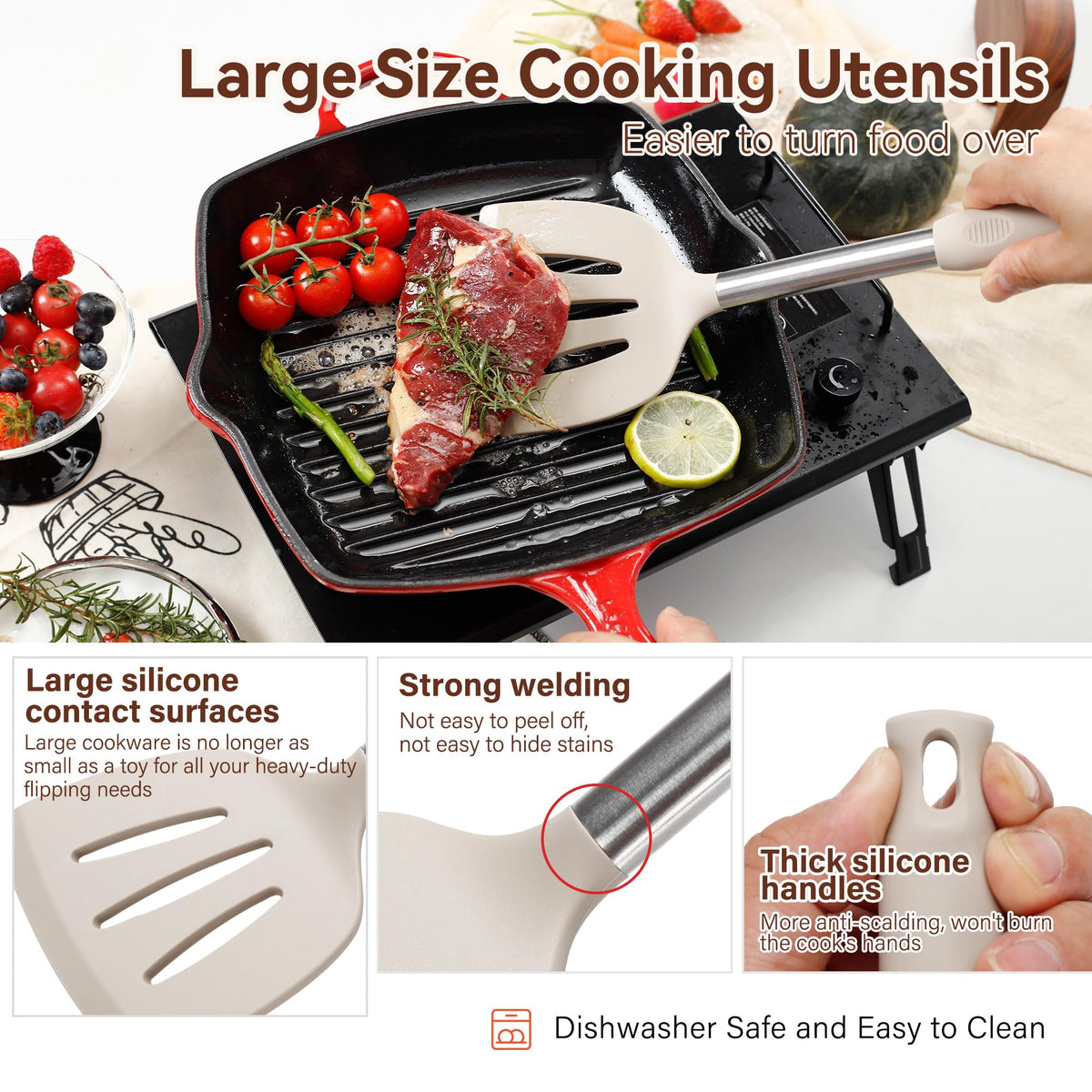 NCUE thickened silicone head designed to protect cookware and enhance comfort.
