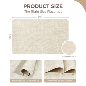 NCUE vinyl placemats beige set6 indoor dining scene with warm tones.