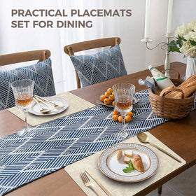 NCUE vinyl placemats beige set6 outdoor table setup durable and wipeable.