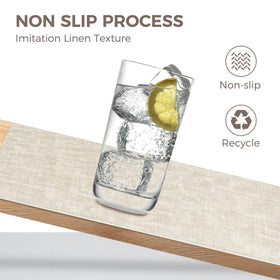 NCUE vinyl placemats beige set6 texture closeup shows faux leather feel.