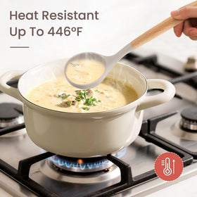 NCUE wooden-handle silicone utensils stay cool and comfortable during cooking.