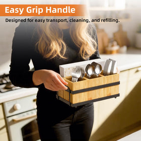 Neaclynn silverware caddy bead feet protect countertops during use.