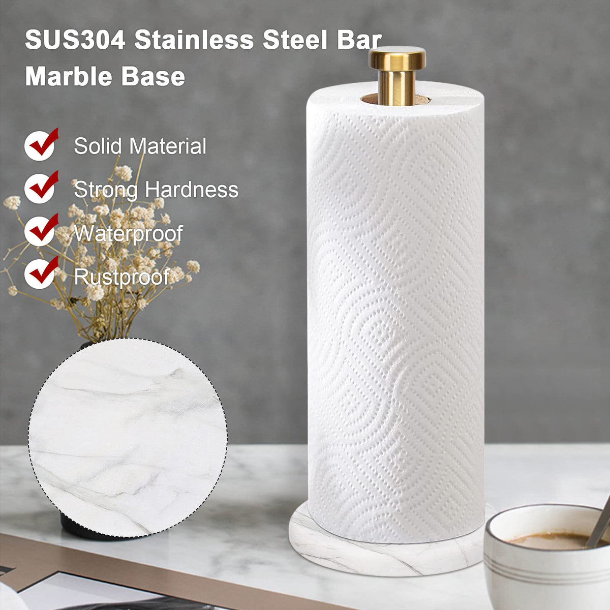 NearMoon towel holder with non-slip pads keeps base stable on counters.