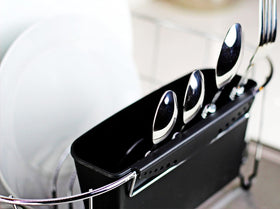 Neat-O Deluxe chrome dish drainer small footprint ideal for compact kitchens.