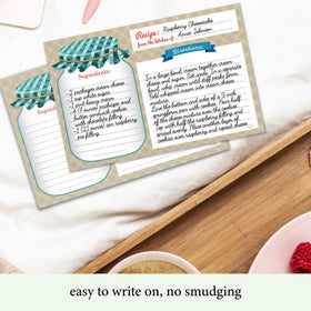 Neatz Mason Jar Recipe Cards double-sided layout for capturing more recipe details.
