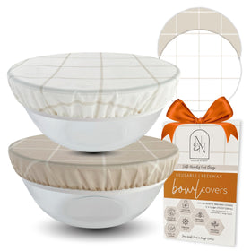 Nectar & Nest beeswax bowl cover close-up showing breathable, reusable proofing layer.