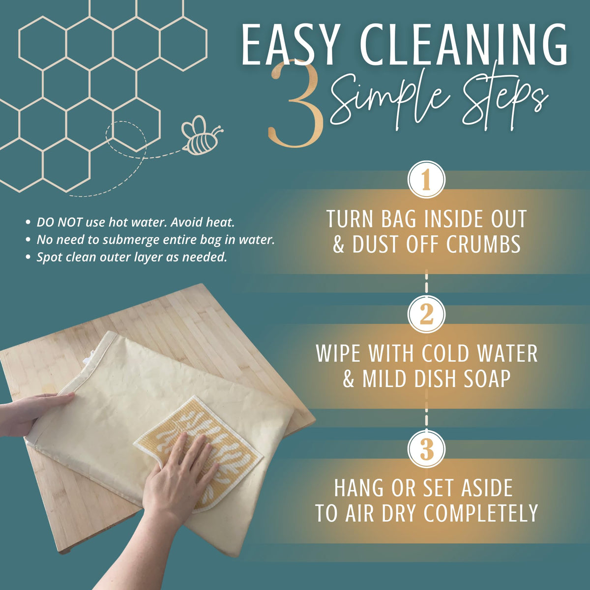 Nectar & Nest XL beeswax bread bag care guidance suggests reusable use