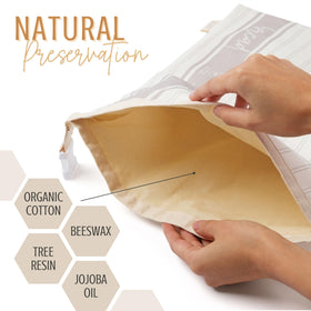 Nectar & Nest XL bread bag with white buckle closure shows secure storage