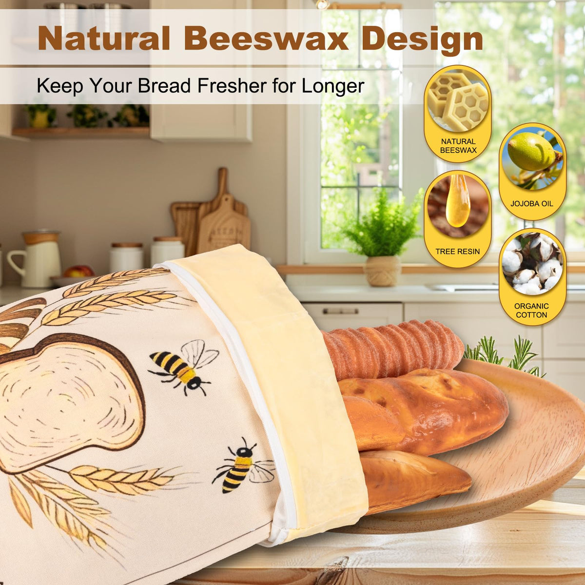Nedsewor beeswax bread bags freezer-friendly preserves flavor without plastic