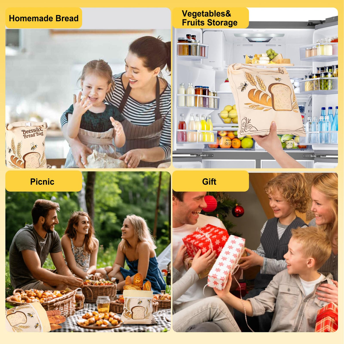 Nedsewor 2-pack beeswax bread bags, ideal gift for bakers and eco-conscious homes