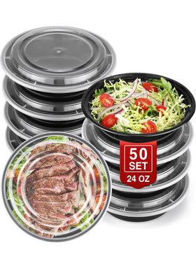 NEEBAKE 24oz meal prep container set with clear lids for organized weekly meals.
