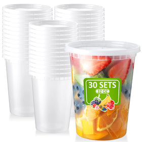 NEEBAKE 30-set 32oz deli containers with lids for organized meal prep