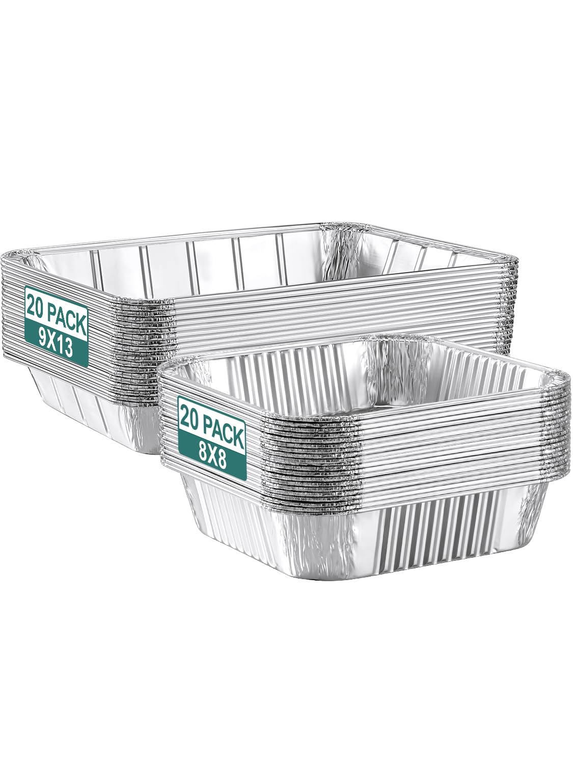 NEEBAKE 40-pack disposable aluminum pans combo set for easy meal prep and storage