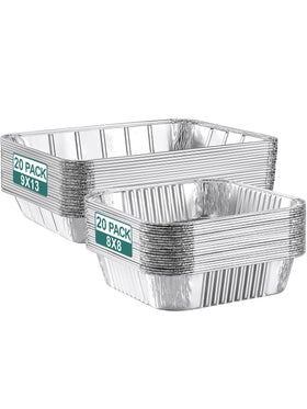 NEEBAKE 40-pack disposable aluminum pans combo set for easy meal prep and storage