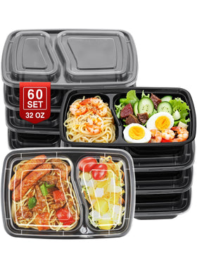 NEEBAKE 60-set 32oz containers with lids for organized meal prep.